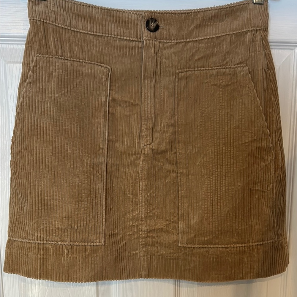 Corduroy A-Line Skirt in Brown
